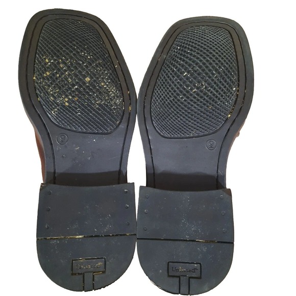 Mens Dress Shoes 9M Brown Leather Derby Oxford Square Apron Toe Lace Up Unlisted - Picture 8 of 9